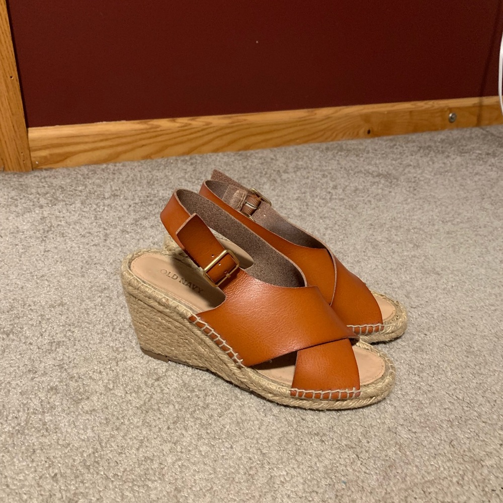 Old Navy Tan Espadrille Wedge Sandals
